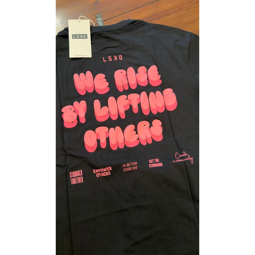 LSKD Together We Rise FLXCotton Oversized Tee Black Candy Pink Large NWT NEW - Picture 6 of 16